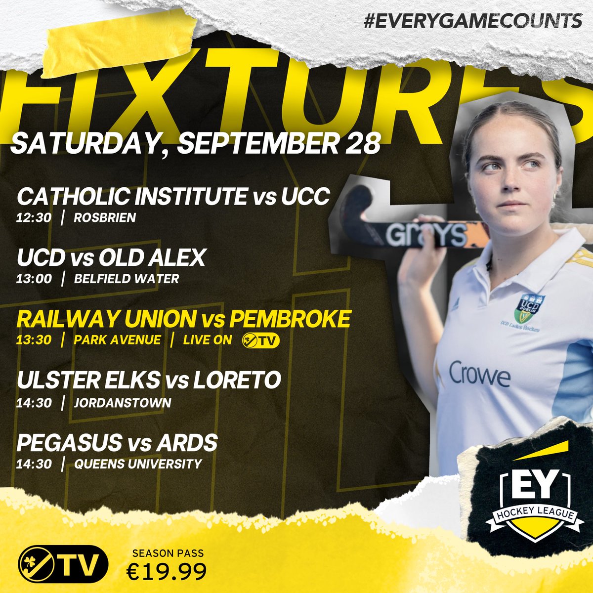 IT'S GAME ON TOMORROW ⚫ 🟡

The Women's EY Hockey League has its first round tomorrow, with 5 crackers to get things underway!

Livestream Railway vs Pembroke on HITV. Grab your Early Adopters ‘Season Pass’ and help us grow the visibility of our sport.

#EYHL #EveryGameCounts