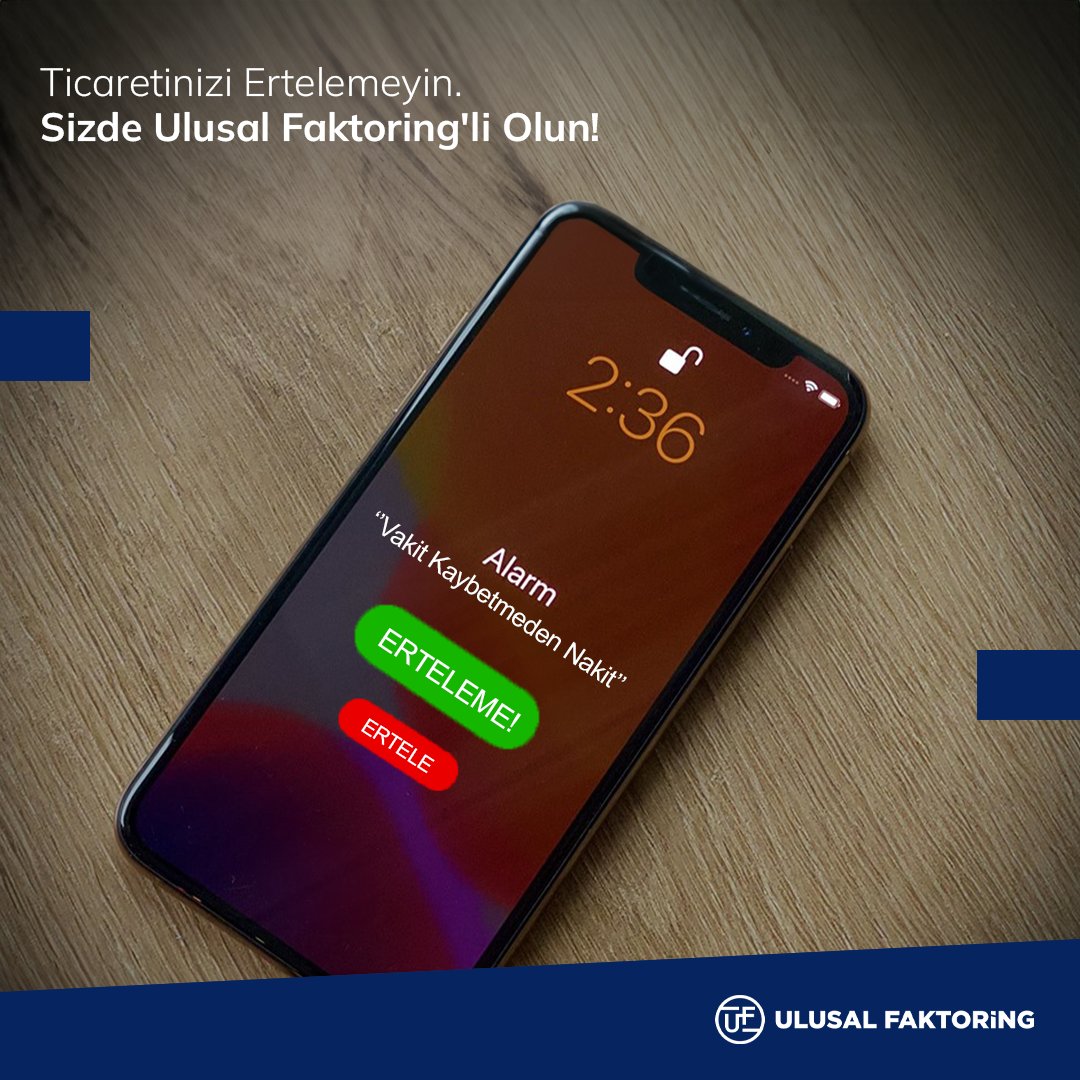 Her fırsatın bir zamanlaması vardır. Ulusal Faktoring, ihtiyacınız olan finansmanı sağlayarak, hayallerinizi gerçeğe dönüştürmenize destek olur. Birlikte başaralım, ertelemeyelim. 

#UlusalFaktoring #vakitkaybetmedennakit #faktoring