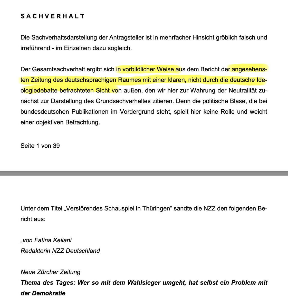 Stefan Niggemeier (@niggi) on Twitter photo Die <a href="/NZZde/">Neue ZĂŒrcher Zeitung Deutschland</a> argumentiert wie die AfD â und die AfD weiĂ das zu schĂ€tzen: In seiner Stellungnahme fĂŒr das Verfassungsgericht #ThĂŒringen flicht AltersprĂ€sident Treutler ihr Blumen und zitiert ihren Meinungsbeitrag vollstĂ€ndig als âobjektive Betrachtungâ. x.com/niggi/status/1⊠Die <a href="/NZZde/">Neue ZĂŒrcher Zeitung Deutschland</a> argumentiert wie die AfD â und die AfD weiĂ das zu schĂ€tzen: In seiner Stellungnahme fĂŒr das Verfassungsgericht #ThĂŒringen flicht AltersprĂ€sident Treutler ihr Blumen und zitiert ihren Meinungsbeitrag vollstĂ€ndig als âobjektive Betrachtungâ. x.com/niggi/status/1âŠ