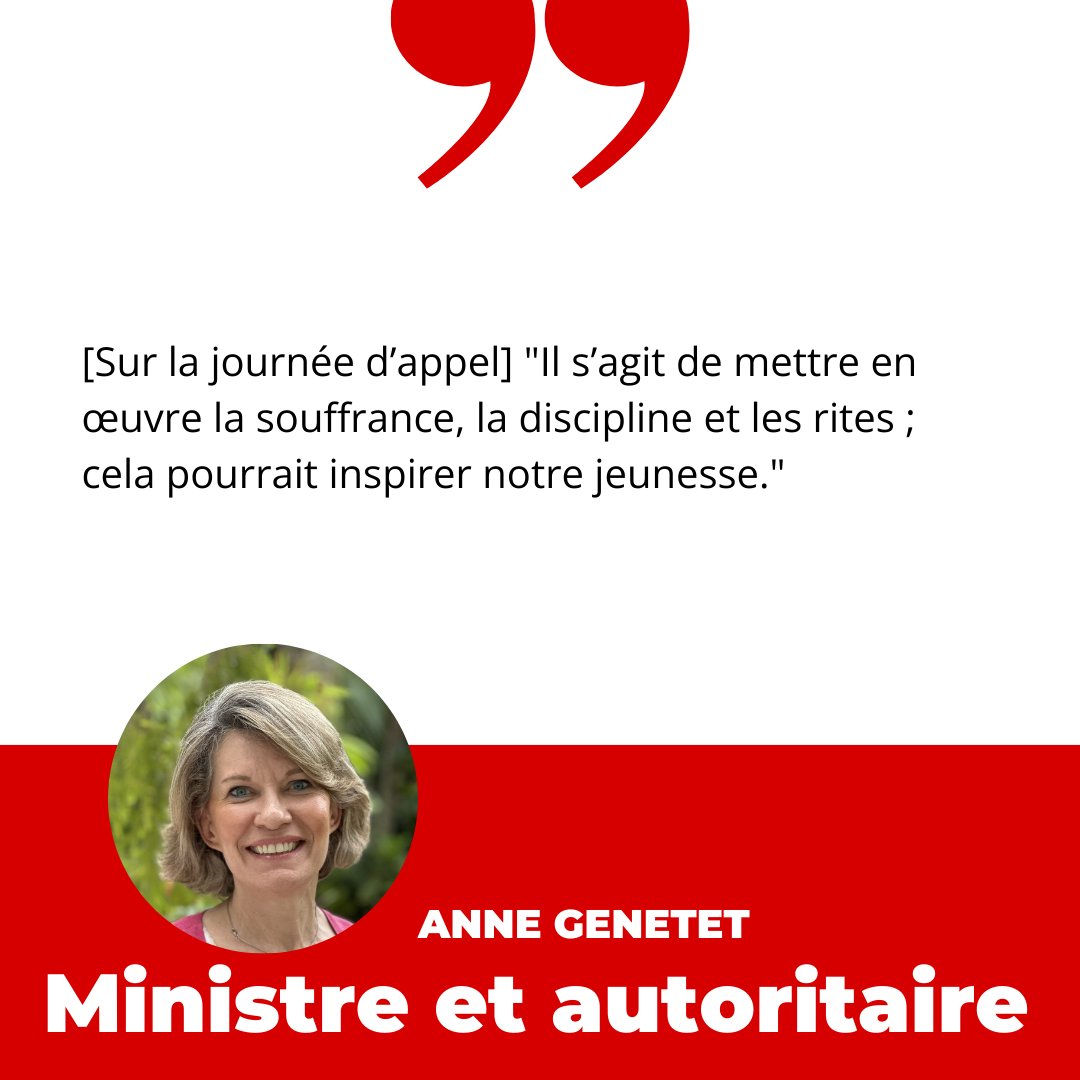 SUDEduc79's tweet photo. « Il s'agit de mettre en œuvre la souffrance, la discipline et les rites ; cela pourrait inspirer notre jeunesse. »
« souffrance, discipline et rites !!!! » 😱
Tou⸱te⸱s en grève le #1erOctobre ✊
🚨 #RSST 🚨 https://t.co/x9lY1dqJPc