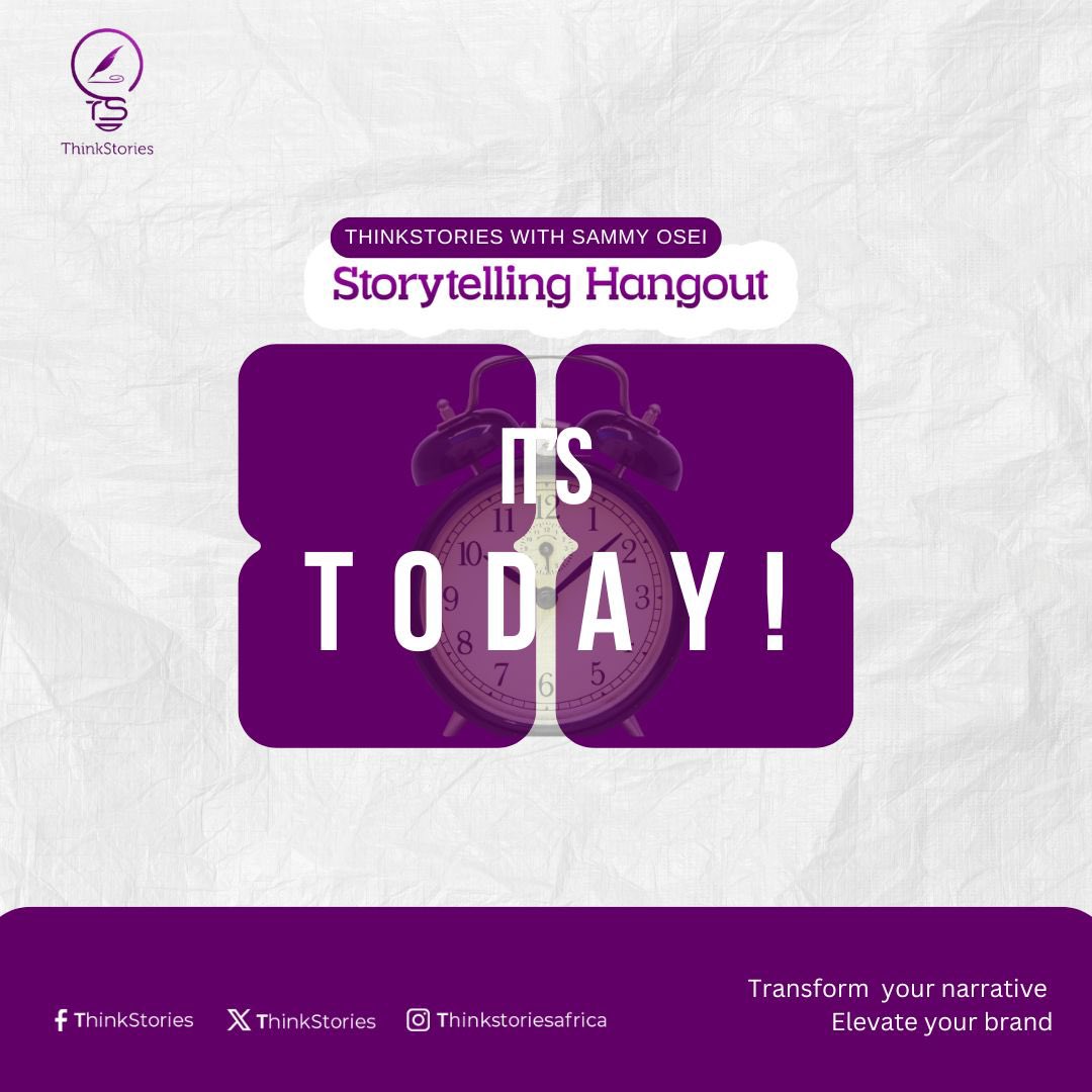 Thinkstories_'s tweet photo. The countdown ends now! Join us for an epic #Storytelling hangout TODAY at 18:00 GMT. See you soon!

#ThinkStories #Communications #WeareBack #Africa https://t.co/U5poPurbPc