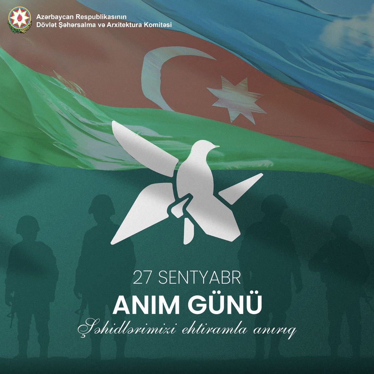 _anar_guliyev's tweet photo. #Azərbaycan Respublikasının Prezidenti, Müzəffər Ali Baş Komandan İlham Əliyevin rəhbərliyi altında #Vətən’imizin suverenliyi və ərazi bütövlüyü uğrunda canlarından keçən #qəhrəman şəhidlərimizi dərin ehtiram və minnətdarlıqla anırıq. Onların şücaəti və fədakarlığı xalqımızın yaddaşında əbədi olaraq yaşayacaq.

Allah bütün şəhidlərimizə rəhmət eləsin.

#AnımGünü #27Sentyabr 

———

We honor with deep respect and gratitude the memory of our heroic martyrs, who gave their lives for the sovereignty and territorial integrity of our #Motherland, under the leadership of the President of the Republic of #Azerbaijan, Victorious Commander-in-Chief Ilham Aliyev. Their courage and sacrifice will always remain in the heart of our nation.

May Allah rest souls of our martyrs.

#RemembranceDay #September27