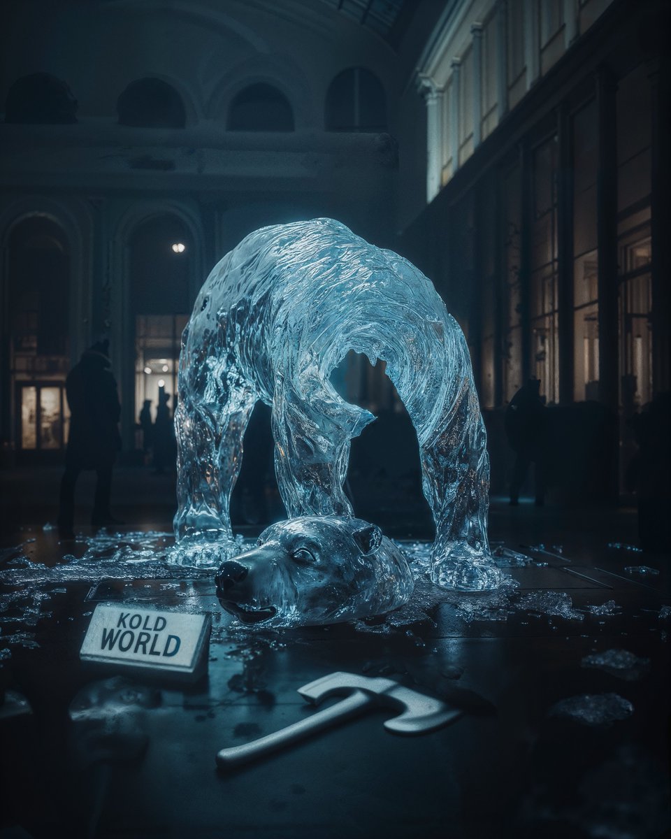 Gm gm!

The Pitt Rivers Museum of curiosities in Oxford unveiled its latest exhibit to commemorate the extinction of "Ursa-Perma", also known as permabear. 🐻‍❄️

This is "Kold World" by renowned artist <a href="/trading_axe/">ً</a> 

#RipPermabears
