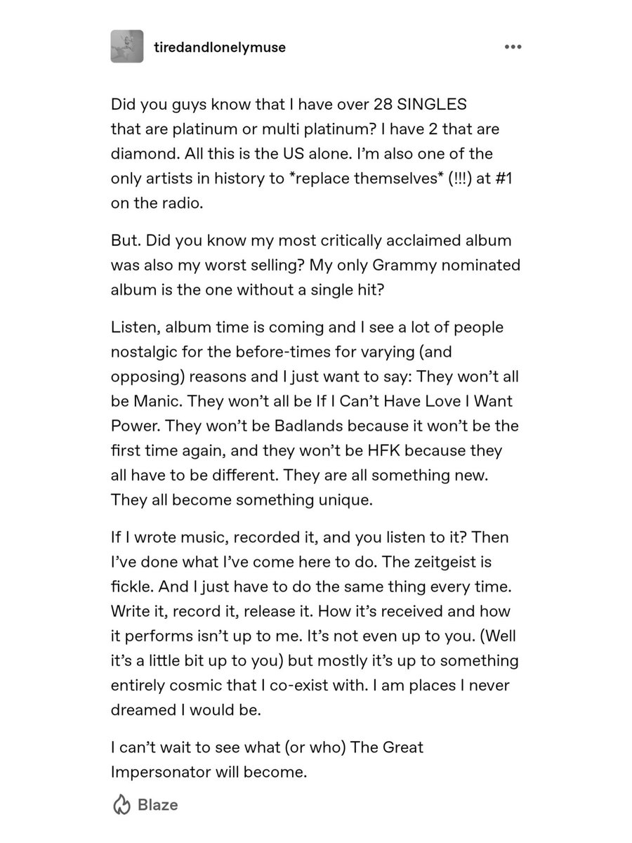 TheHalseyRoom's tweet photo. Halsey takes to Tumblr to discuss about the performance of the new era what ‘The Great Impersonator’ will become in her discography:

“They have to be different. Something unique. (…) I wrote music, recorded it and you listen to it? Then I’ve done what I’ve come here to do” https://t.co/Kl5RY9L7IG