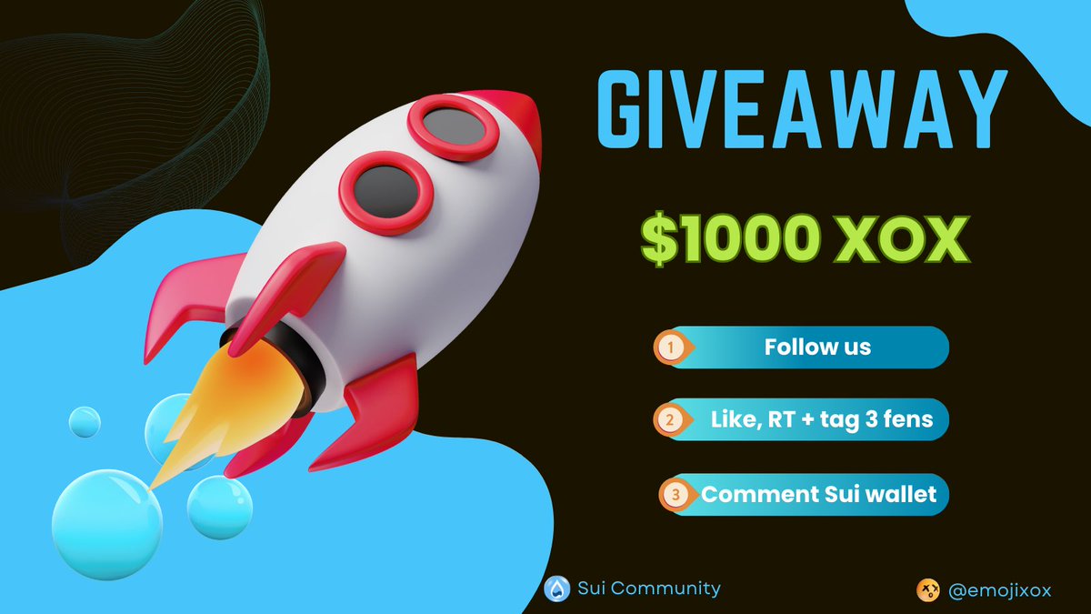 GIVEAWAY CAMPAIGN 🪂

<a href="/emojixox/">Emoji $XoX</a> just announced the Sui 404 standard, to celebrate it, they're giving away $1000 XOX tokens value!😍

1⃣ Follow us
2⃣ Like, RT + tag 3 friends
3⃣ Leave your #Sui wallet address👇

⏰48 hours

Don't miss this great event!

#Sui #SuiCommunity