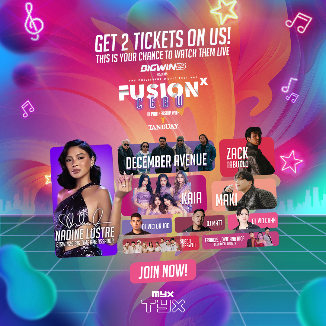 myxglobal's tweet photo. Maayong adlaw, Cebu! Join our MYX TYX giveaway and get a chance to be part of #FusionCebu2024!
Check this out for the complete instructions: https://t.co/NYdaqB9vae
#MYXTYX #MYXatFusionCebu2024 https://t.co/YWnCLMMe7b