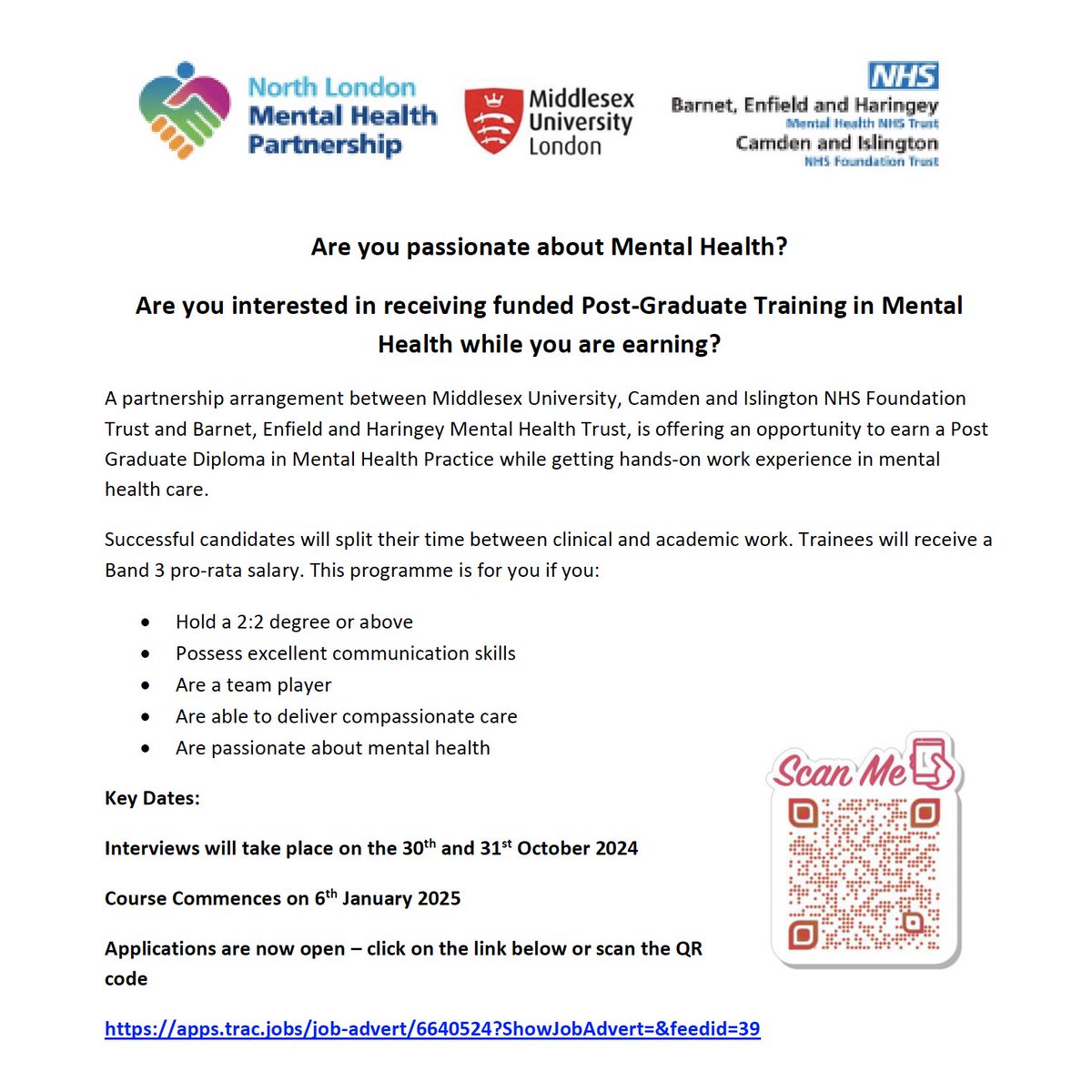 Alfonso Pezzella (@alfpezzella) on Twitter photo 📣 A great opportunity to work in the field of mental health in the <a href="/NHSEngland/">NHS England</a> whilst studying <a href="/MiddlesexUni/">Middlesex University</a> - Apply now! 👇
🔗 apps.trac.jobs/job-advert/664… 📣 A great opportunity to work in the field of mental health in the <a href="/NHSEngland/">NHS England</a> whilst studying <a href="/MiddlesexUni/">Middlesex University</a> - Apply now! 👇
🔗 apps.trac.jobs/job-advert/664…