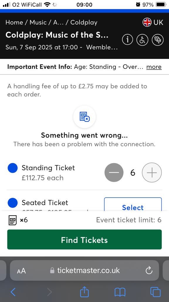 timmersty's tweet photo. When your nearest is trying to book tickets for her fave band and the site freezes at the payment stage🤯. She and the kids are gutted. @TicketmasterUK sucks. https://t.co/Ch8gJGqai5