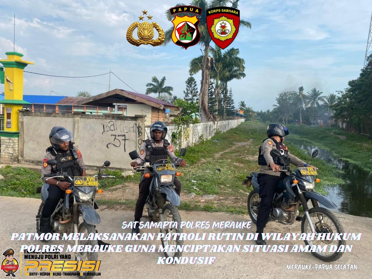 SAMAPTARESMRKE's tweet photo. Patroli sambang dalam menciptakan situasi yang aman di wilayah hukum polres merauke #polresmeraukepoldapapua https://t.co/M04xy4SkF4