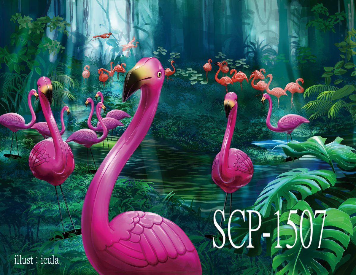 SCP-1507「ピンク・フラミンゴ」 プラスチック製の、30羽のピンクの