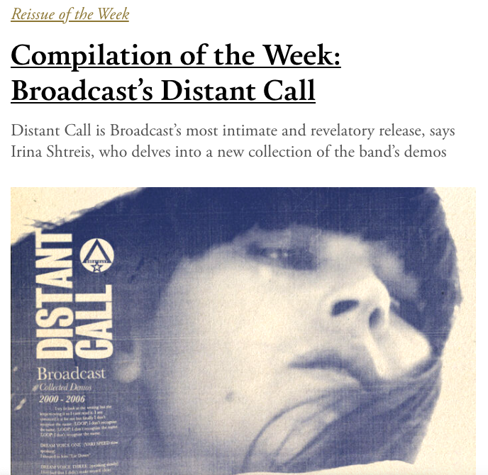 IrinaShtreis's tweet photo. Poignant yet with a glimpse of hope. Brilliant compilation Distant Call is what they call the last word on Broadcast (@WarpRecords). Nevertheless, the music and all beyond it will remain. Here is what I wrote about it for @theQuietus. https://t.co/MouyGXzhYl https://t.co/BWWvJ1N9GH