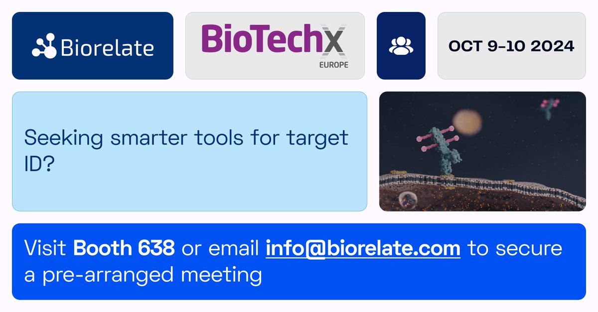 Come meet the Biorelate team this week at #biotechX Europe. <a href="/BioTechX_/">BioTechX</a>