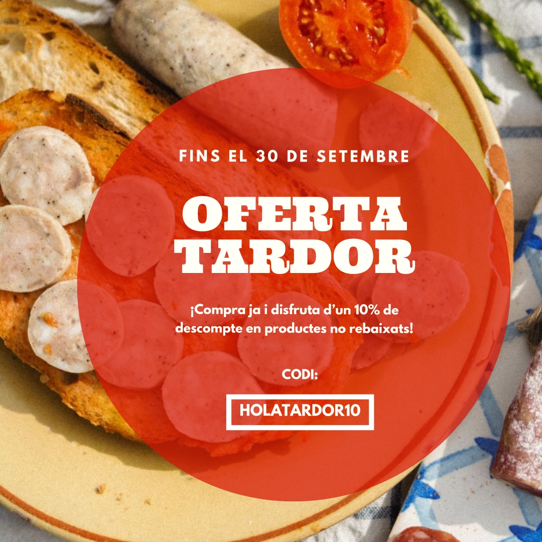 Tenim una sorpresa per a tu! Des d'avui fins dilluns, pots gaudir d'un 10% de descompte en tots els nostres productes sense oferta amb el codi "HOLATARDOR10".

#cangaburra #embotitscangaburra #km0 #productesdeproximitat #productorscatalans #embotitscatalans #embotits