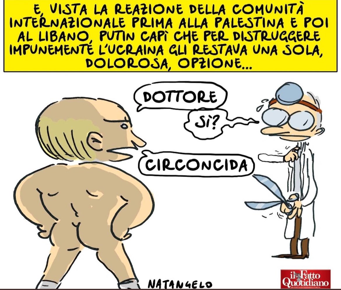 avantibionda's tweet image. La scandalo è massacrare persone, rubare terre, bombardare Stati sovrani, compiere crimini disumani, senza che quelli che possono neanche osino dire di fermarli e sanzionarli, non la vignetta di @NatangeloM che sintetizza questo schifo e glielo sbatte in faccia.
#ipocritidimerda