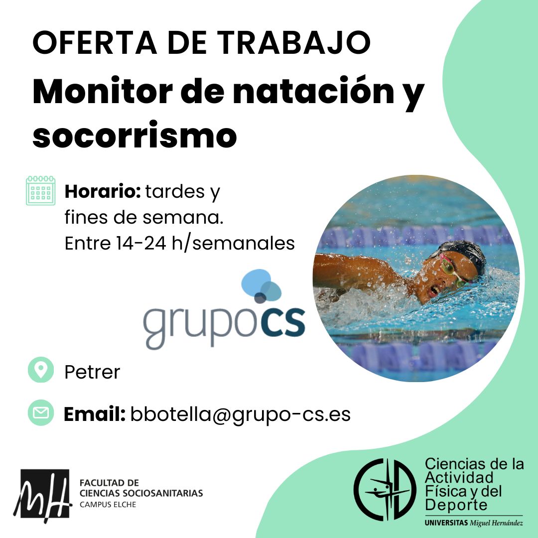 OFERTA DE TRABAJO COMO MONITOR DE NATACIÓN Y SOCORRISMO 🏊🏻‍♂️