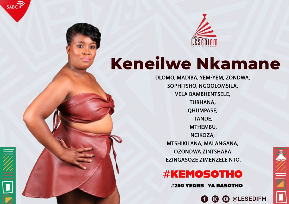 LesediFM's tweet photo. Keneilwe Nkamane #KeMosotho.
Seboko sa hao ke mang ? Ipolele.
#200YearsYaBasotho #KeMollelwa #KgwediYaBotjhaba https://t.co/4TuvesLGHW