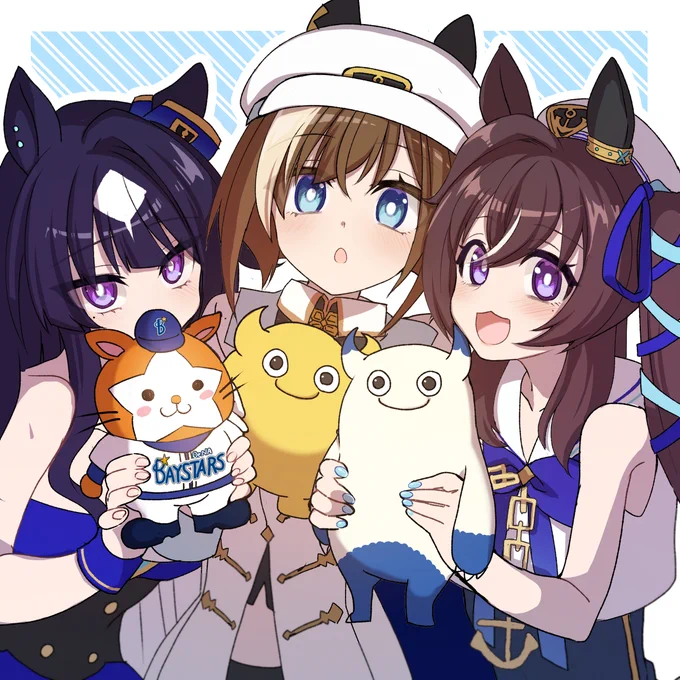 5か月ぐらい前に横浜ベイスターズ×ヴ姉妹をラフ描いて放置してたんですけど今まさに順位が見逃せない事態になってきたんで慌てて完成させたというお絵かき。 #ウマ娘 