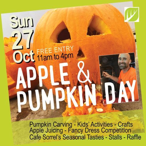 🍏&amp;🎃
It's Apple &amp; Pumpkin Day in one month! Cafe Sorrel will be dishing up delicious seasonal food and drink, and there'll be stalls, pumpkin carving, kids activities, crafts, apple juicing, a raffle and a fancy dress competition! 
🍏&amp;🎃