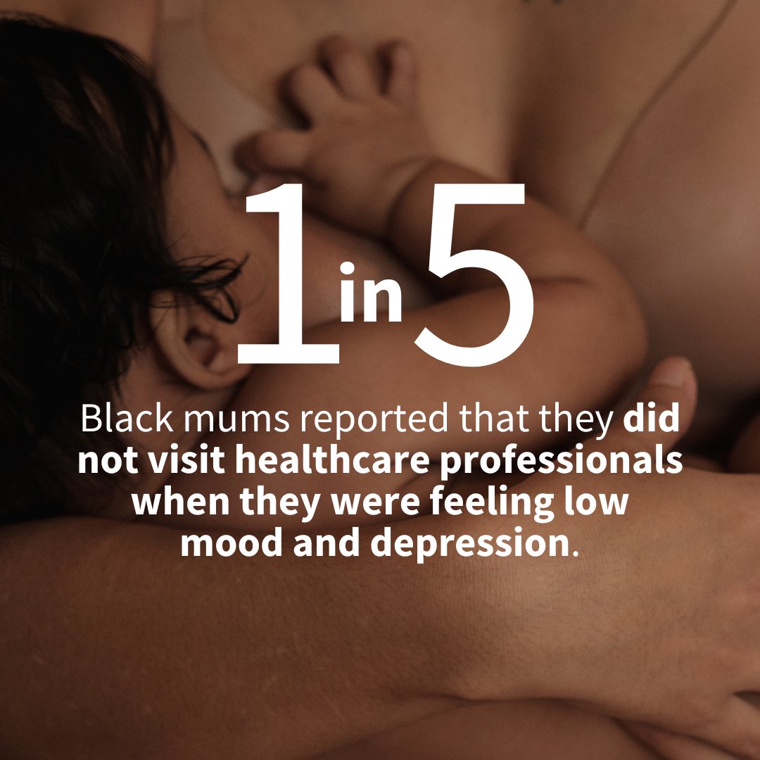 13% more black mums experience postpartum depression than any other group. 1 in 5 black mums report they do not visit a healthcare professional when they are feeling low mood and depression. We're supporting Black Maternal Mental Health Week 
#BMMHW24