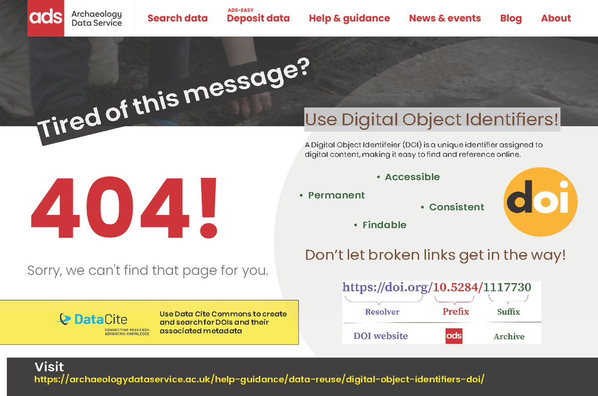 ADS (@ads_update) on Twitter photo Digital Object Identifiers are persistent and unique so that you will never have to worry about error messages. 🔗✅ Learn more here: archaeologydataservice.ac.uk/blog/dois-link… #DOIsWithADS #DOIsWithIA #DOIs #AccessibleContent Digital Object Identifiers are persistent and unique so that you will never have to worry about error messages. 🔗✅ Learn more here: archaeologydataservice.ac.uk/blog/dois-link… #DOIsWithADS #DOIsWithIA #DOIs #AccessibleContent