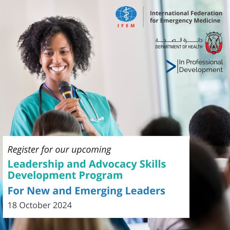 ifemglobal's tweet photo. Leadership and Advocacy Skills Development Program.

This three-session interactive course focuses on early career leaders and is particularly suited for junior faculty and new emergency medicine specialists.

Learn more and register: https://t.co/jaeJfNzurR https://t.co/33ZR5Cn8zM