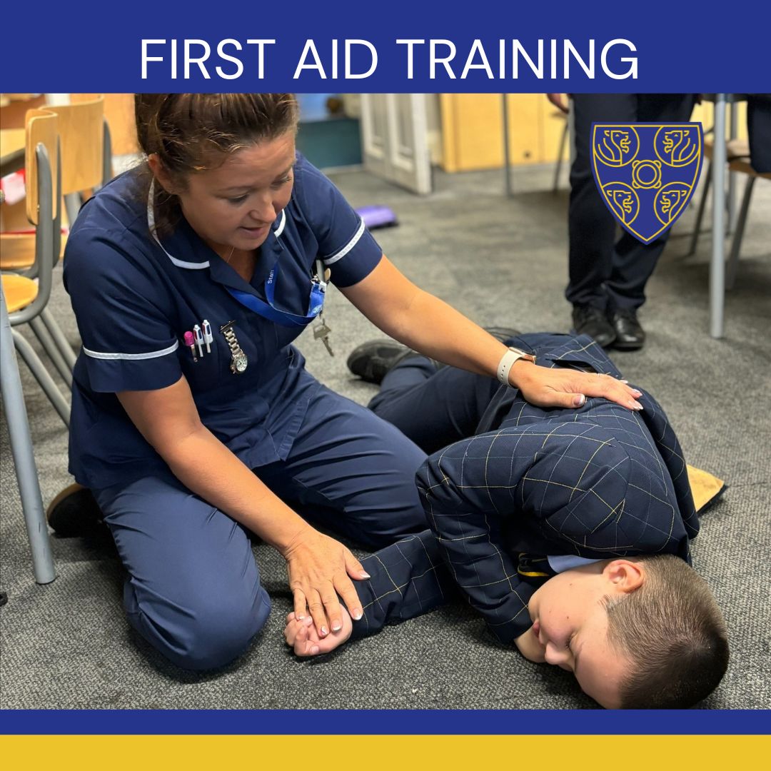 ChoristerSchool's tweet photo. 🩹🚑 After-school First Aid Club is in full swing every Thursday, led by Claire Hodge and Mrs Addison! Today, our young first-aiders learned how to put someone in the recovery position - such an important skill to have! #FirstAidClub #LifeSkills #RecoveryPosition #FutureHeroes https://t.co/uCbjbEdKSi