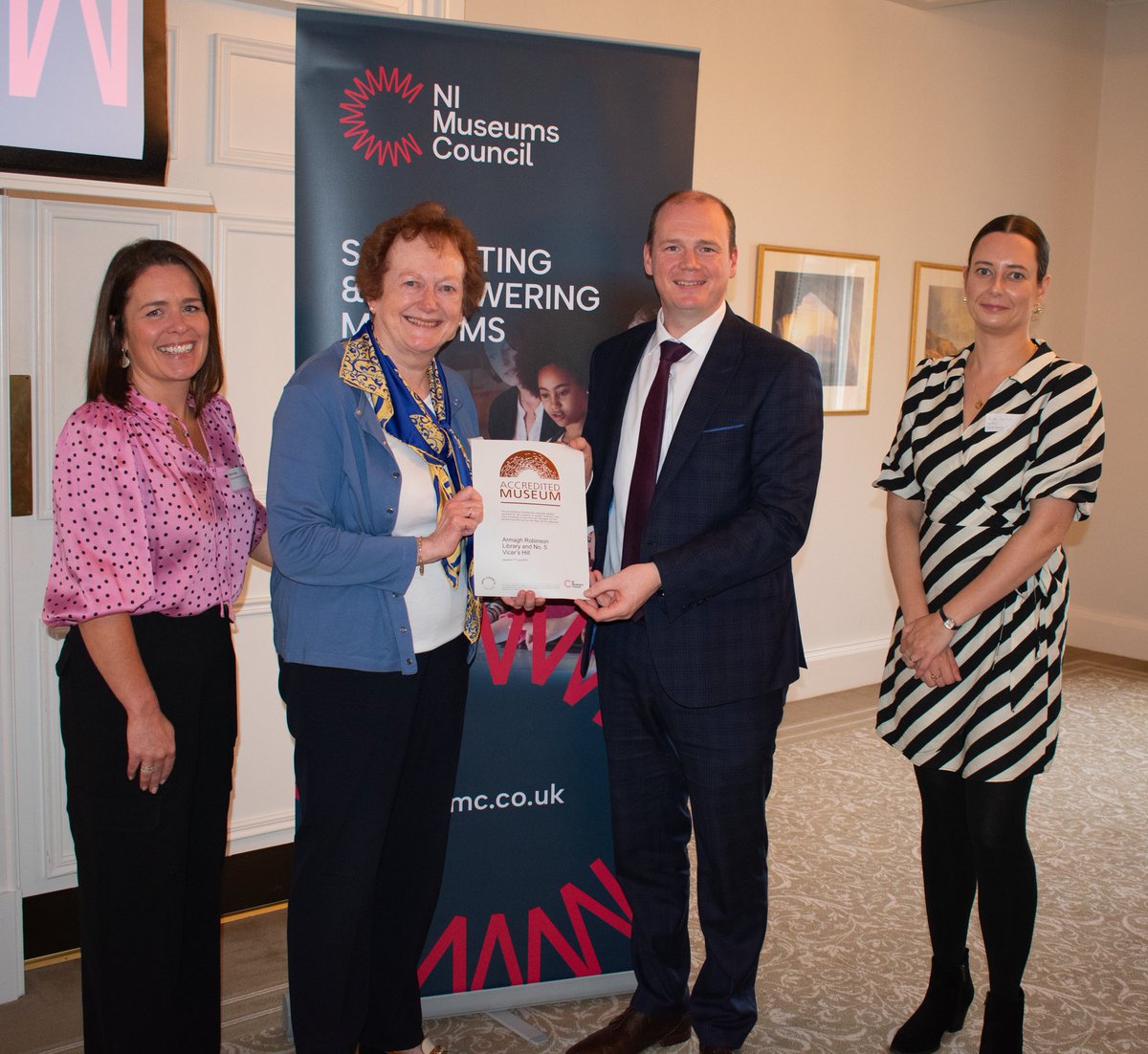 ArmaghRobinsonLib (@armrlib) on Twitter photo We are so pleased to have retained our museum accreditation!
Assistant Keeper, Carol Conlin, received the certificate at the <a href="/NIMuseums/">NI Museums Council</a> AGM from Minister Gordon Lyons.
Congratulations to the @FEGALLERY on receiving their certificate as well that day.
#museumaccreditation We are so pleased to have retained our museum accreditation!
Assistant Keeper, Carol Conlin, received the certificate at the <a href="/NIMuseums/">NI Museums Council</a> AGM from Minister Gordon Lyons.
Congratulations to the @FEGALLERY on receiving their certificate as well that day.
#museumaccreditation
