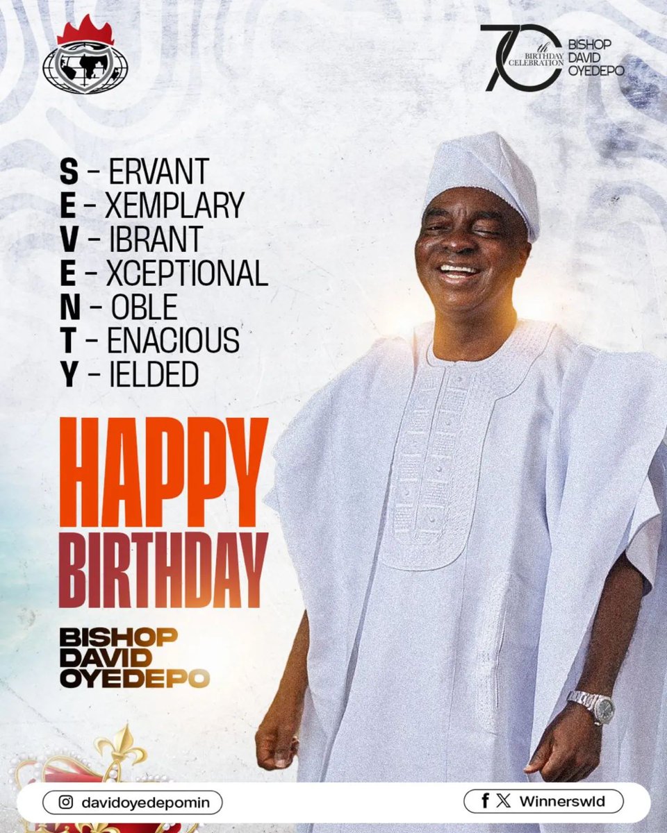 lfcbarnawakad's tweet photo. Happy 70th Glorious Birthday to our beloved Father, Bishop David Oyedepo!
May God's grace continue to abound in your life, and may you soar even higher in His divine purpose!
With love and gratitude from all of us at Garden Of Faith, Kaduna https://t.co/xBTNoBmQnN