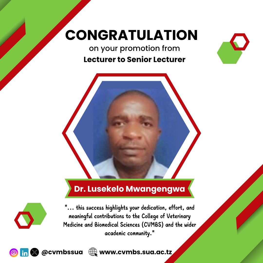 Cheers to New Heights: Celebrating Our Staff Promotions!

Visit our website (link on bio) to learn more.
<a href="/SokoineU/">Sokoine University of Agriculture (SUA)</a>