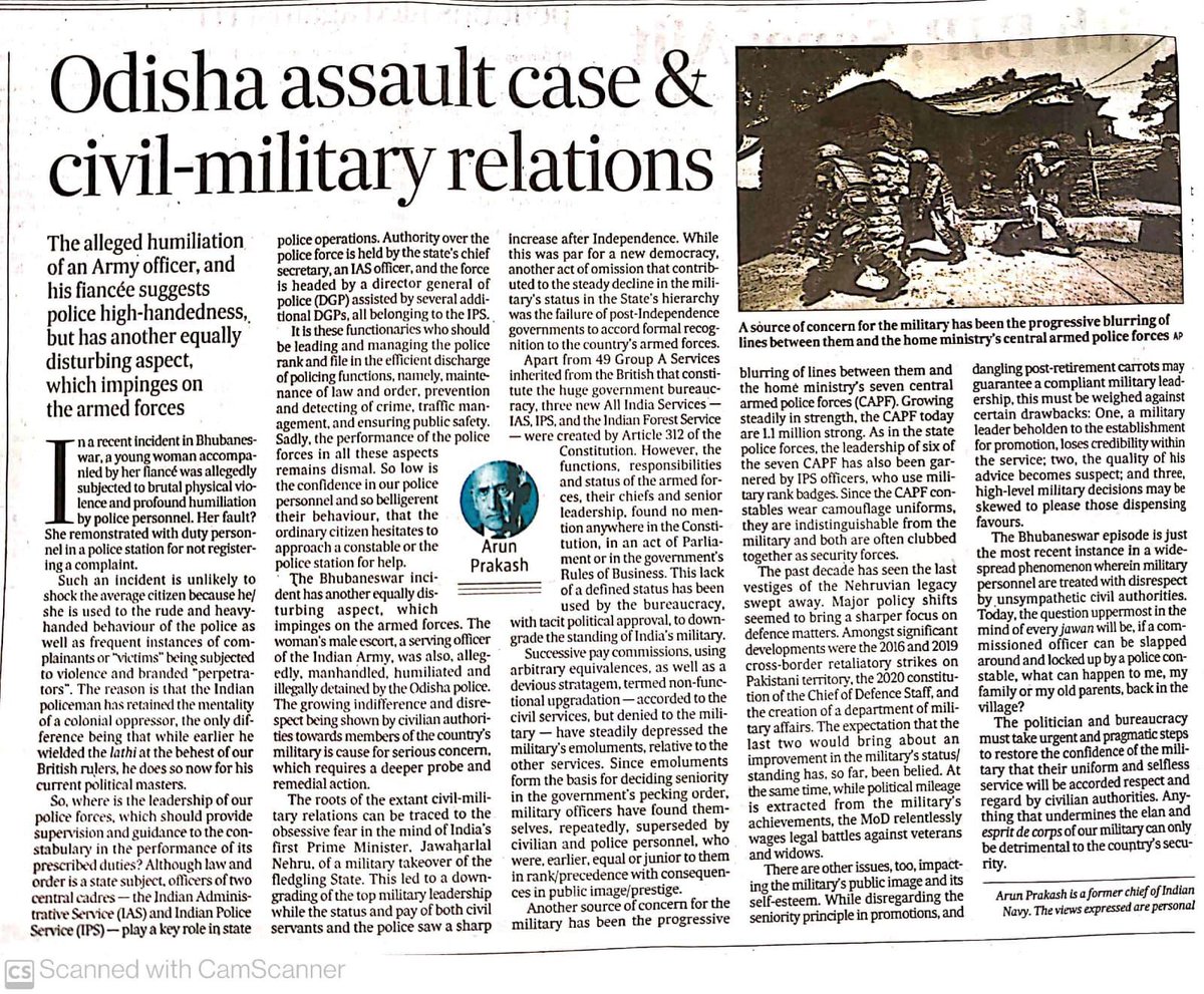 <a href="/akmpnm2004/">AeKayMike</a> <a href="/OliveGrin17/">Olive Green</a> <a href="/manmohan16/">Manmohan</a> <a href="/kayjay34350/">Lt Gen Kamal Jit Singh (Veteran)</a> <a href="/WoodCheat/">Cheat Wood</a> <a href="/sandythapar/">Sandeep Thapar🇮🇳</a> <a href="/ChatyTheCheetah/">Dr. Ankur Chaturvedi🇮🇳</a> <a href="/vigoDoon/">Vikas Gosain</a> <a href="/Warrior_Mukul/">Colonel Mukul</a> <a href="/DefenceMinIndia/">रक्षा मंत्री कार्यालय/ RMO India</a> <a href="/PIB_India/">PIB India</a> <a href="/adgpi/">ADG PI - INDIAN ARMY</a> <a href="/IAF_MCC/">Indian Air Force</a> <a href="/indiannavy/">SpokespersonNavy</a> <a href="/SpokespersonMoD/">Ministry of Defence, Government of India</a> <a href="/HQ_IDS_India/">HQ IDS</a> <a href="/BrigMahalingam/">Brig V Mahalingam</a> <a href="/kakar_harsha/">Maj Gen Harsha Kakar</a> <a href="/SinghNavdeep/">Navdeep Singh</a> <a href="/vikramwkarve/">Vikram Waman Karve</a> <a href="/Jaykaul/">Brig. Jay Kaul , Veteran</a> <a href="/PashaSehgal/">Lt Gen DP Sehgal</a> <a href="/jessisajan/">Sajan</a> <a href="/bsrangi/">bahadur rangi</a> <a href="/cmseth1/">Maj. Gen. CM Seth</a> <a href="/just_1_singh/">Jaswant Singh</a> <a href="/MajorPoonia/">Major Surendra Poonia</a> <a href="/Neeraj7888/">Lt Col Neeraj Sharma, Veteran</a> <a href="/SmritiRDas1/">Smriti R Das</a> <a href="/tksapru/">Lt Gen Tej Sapru (R)</a> <a href="/GenKumar/">vinod kumar, Maj Gen</a> <a href="/ArunBajpai/">Brig Arun Bajpai</a> <a href="/SushilBhasin/">Brig Sushil Bhasin</a> <a href="/BJP4India/">BJP</a> <a href="/PMOIndia/">PMO India</a> <a href="/narendramodi/">Narendra Modi</a> <a href="/ColTekpal/">The Army Guy</a> <a href="/ColCharanjit/">Charanjit Khera</a> <a href="/ajitbhinder/">Col Ajit Singh Bhinder🇮🇳</a> <a href="/Col_Bharat/">Col Bharat Sharma,EME</a> <a href="/MajDPSingh/">Major D P Singh</a> <a href="/rwac48/">Lt Gen H S Panag(R)</a> <a href="/ashokkmrsingh/">Ashok</a> <a href="/Rajeev_mp/">Rajeev</a> <a href="/nylalsingh/">Rao Lalsingh 🇮🇳</a> <a href="/Gen_VKSingh/">Gen VK Singh</a> <a href="/Ra_THORe/">Col Rajyavardhan Rathore</a> <a href="/CMO_Odisha/">CMO Odisha</a> <a href="/ANI/">ANI</a> <a href="/ShekharGupta/">Shekhar Gupta</a> Orissa Incident..it appears that narrative weaving team of ruling has been successful in converting it into Olive Green vs Khakhi issue..duly supported by their Fauji &amp; Police trolls..thereby scuttling accountability of ppl in power..wish we could fight this malicious obfuscation