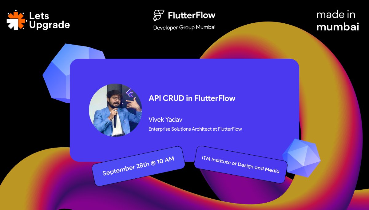 ffdg_mumbai's tweet photo. ๐ฅ Learn how to handle API CRUD in @flutterflow with @viveky259259 !
Ready to build smarter apps? Be there!
#FlutterFlow #API #TechCommunity #FFDG #LetsUpgrade https://t.co/1sMeRJgMZG