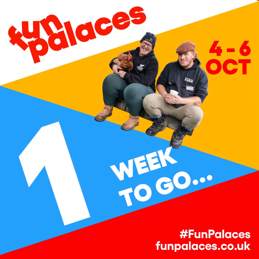 Just 1 week to go until the #FunPalaces Weekend 4 - 6 October 2024! 🎉

It's not too late to join in thousands of people bringing their community together across the UK.

To make your own quick and easy Fun Palace, follow the link below funpalaces.co.uk/makers-toolkit/