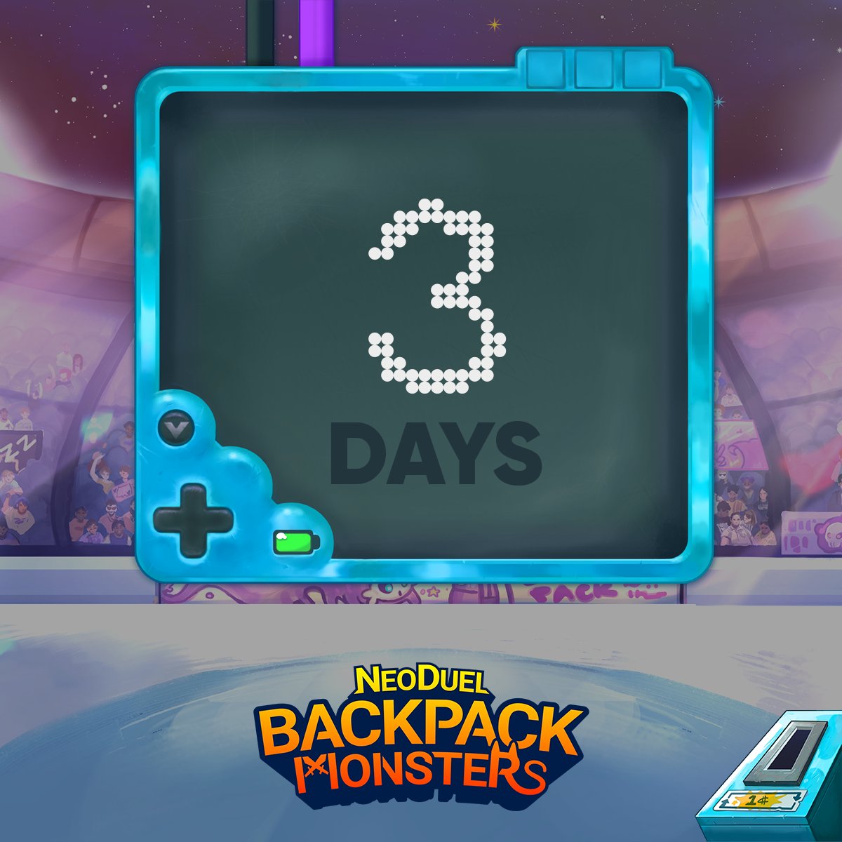 🚨 Only 3 days left until NeoDuel: Backpack Monsters launches on Steam! 

Prepare to master your Cosmions and dominate the arenas. 🚀

Make sure you’ve wishlisted so you don’t miss out! ⏳
