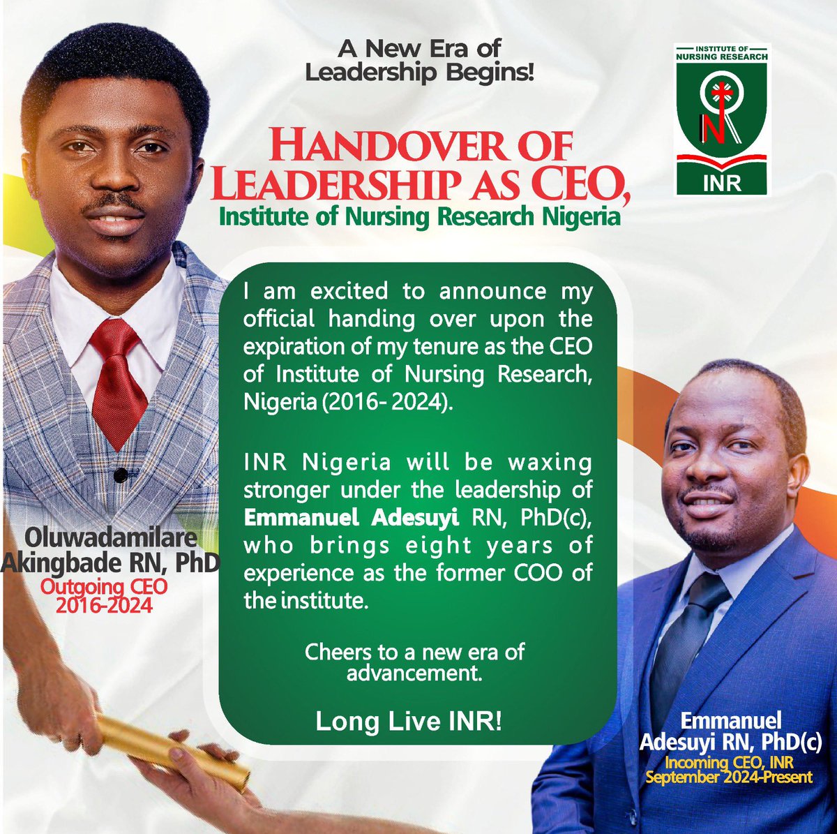 The Nurse Researcher (@callednurse) on Twitter photo Behold a new era of leadership at Institute of Nursing Research, Nigeria❗️
In 2016, during a pivotal chapter of my MSc journey at the University of Ibadan, God brought me, Emmanuel Adesuyi <a href="/cyrusunik1/">cyrusunik1</a>, and Emmanuel Dairo to a humble flat in Ogbomoso, Nigeria. We weren’t just Behold a new era of leadership at Institute of Nursing Research, Nigeria❗️
In 2016, during a pivotal chapter of my MSc journey at the University of Ibadan, God brought me, Emmanuel Adesuyi <a href="/cyrusunik1/">cyrusunik1</a>, and Emmanuel Dairo to a humble flat in Ogbomoso, Nigeria. We weren’t just
