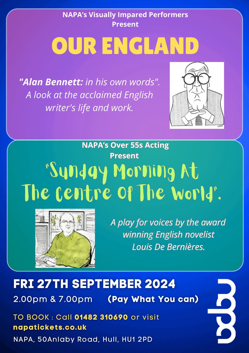 TODAY...

<a href="/hull_libraries/">Hull Libraries</a> <a href="/RadioHumberside/">BBC Humberside</a> <a href="/humberwave/">Humber Wave Radio</a> <a href="/BTOHull/">Back to Ours</a> <a href="/hullisthis/">Hull Is This</a> <a href="/SightSupportHEY/">Sight Support Hull & East Yorkshire</a> <a href="/NFB_voice/">National Federation of the Blind</a> <a href="/VHEY_UK/">Visit Hull & East Yorkshire</a> <a href="/discoverHullEY/">Discover Hull</a> <a href="/whatsonhub/">WhatsOnHub</a> <a href="/VisitHull/">Visit Hull</a> <a href="/VisitHullEvents/">VisitHullEvents</a> <a href="/Culture_Hull/">Culture Hull</a> <a href="/hullofacity/">Hullofacity</a> <a href="/AvenuesHull/">Avenues Resident</a> <a href="/thehullhub/">The Hull Hub</a> <a href="/TheWordHull/">TheWordHull</a> <a href="/awaywithwords1/">Away With Words Spoken Word</a> 

#theatre #drama #comedy