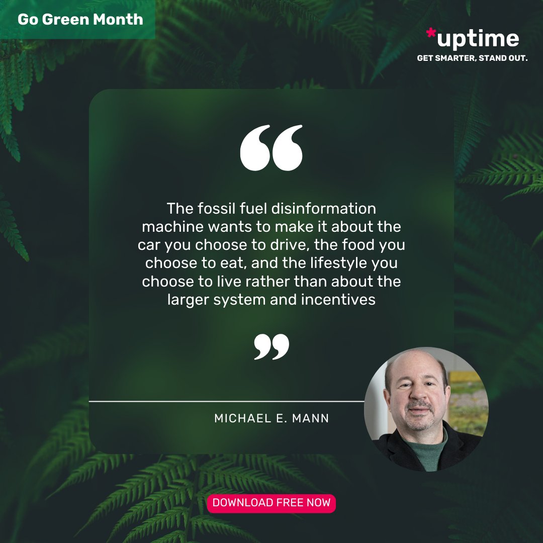 uptimeapp's tweet photo. This week's #QuoteoftheWeek for #GoGreenMonth comes from @MichaelEMann, Climatologist and author of 'The New Climate War'. ๐๐
https://t.co/5XHDQOFay0
#UptimeApp #ClimateAction https://t.co/lz05CsUznA