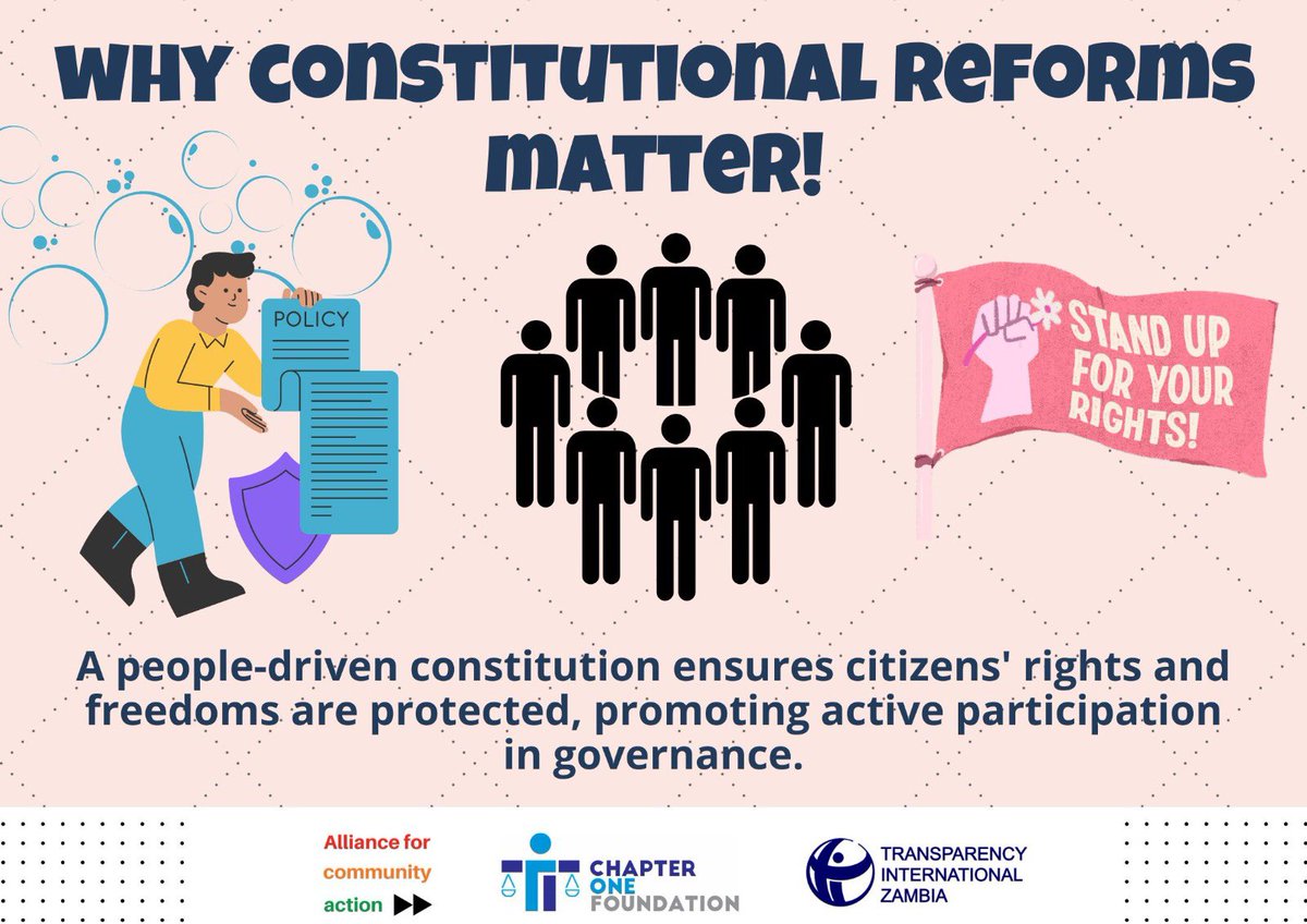 FedoraIvans's tweet image. Constitutional reform in Zambia is key to addressing issues, enhancing governance, and protecting citizens&apos; rights.Updating the constitution reflects society&apos;s needs, boosts democracy, and fosters transparency and inclusivity.#ConstitutionalReforms #FixIt