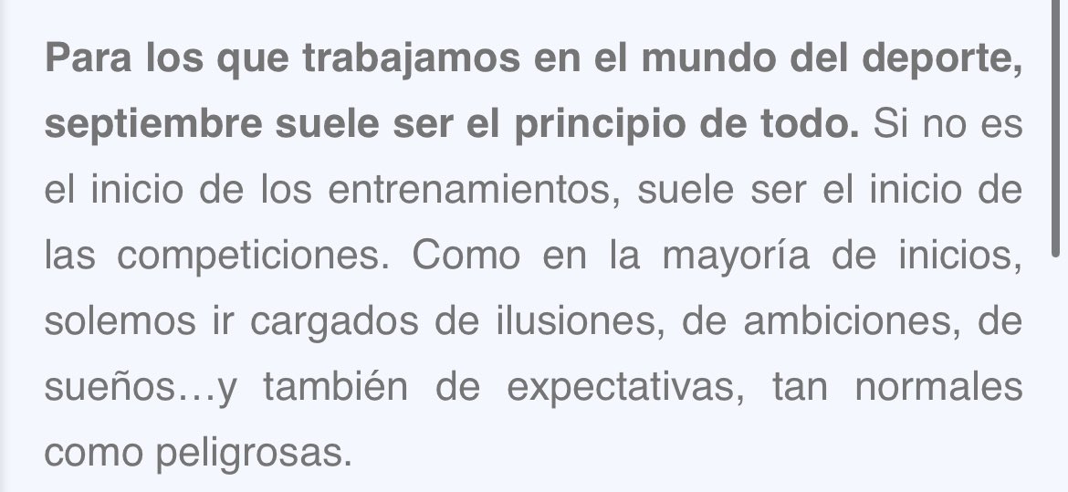 Después de mucho tiempo, vuelvo a escribir en el blog.

Lo retomo hablando de las expectativas, algo que todos tenemos en algún momento y que pueden (o no) jugarnos una mala pasada.

Si te aparece leer el artículo entero, aquí te lo dejo: …eide-psicologiadeportiva.blogspot.com/2024/09/septie…