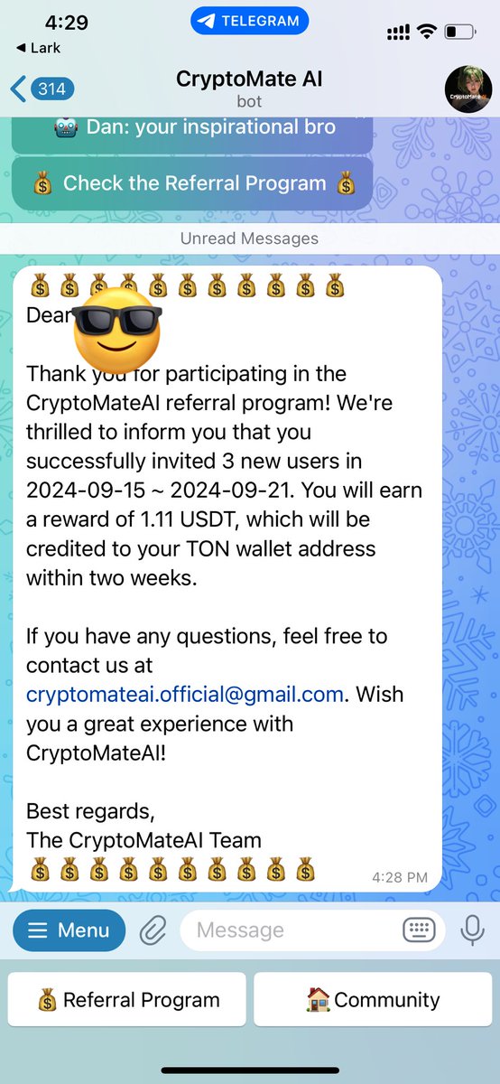 CryptoAI_phoebe's tweet photo. Have you received your airdrop?🤑💰💰💰
Only 3 people to connect to have 1.11USDT~ https://t.co/kc1cdRpbxP
