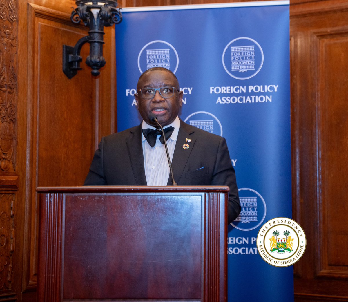 julius_maadabio's tweet photo. I am extremely delighted for the honour bestowed on me by the Foreign Policy Association.  

This award is an attestation to the progress we have made in Sierra Leone on diverse reforms, including enhancing governance accountability and empowering our citizens. This recognition is an acknowledgement of our drive and focus.

On behalf of the people of Sierra Leone, I express my deepest gratitude for the honour accorded me.