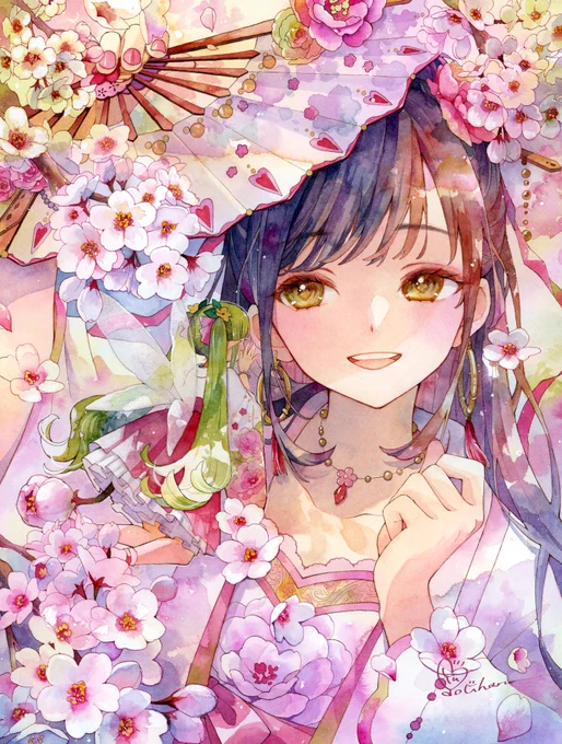 ひそひそ#透明水彩 