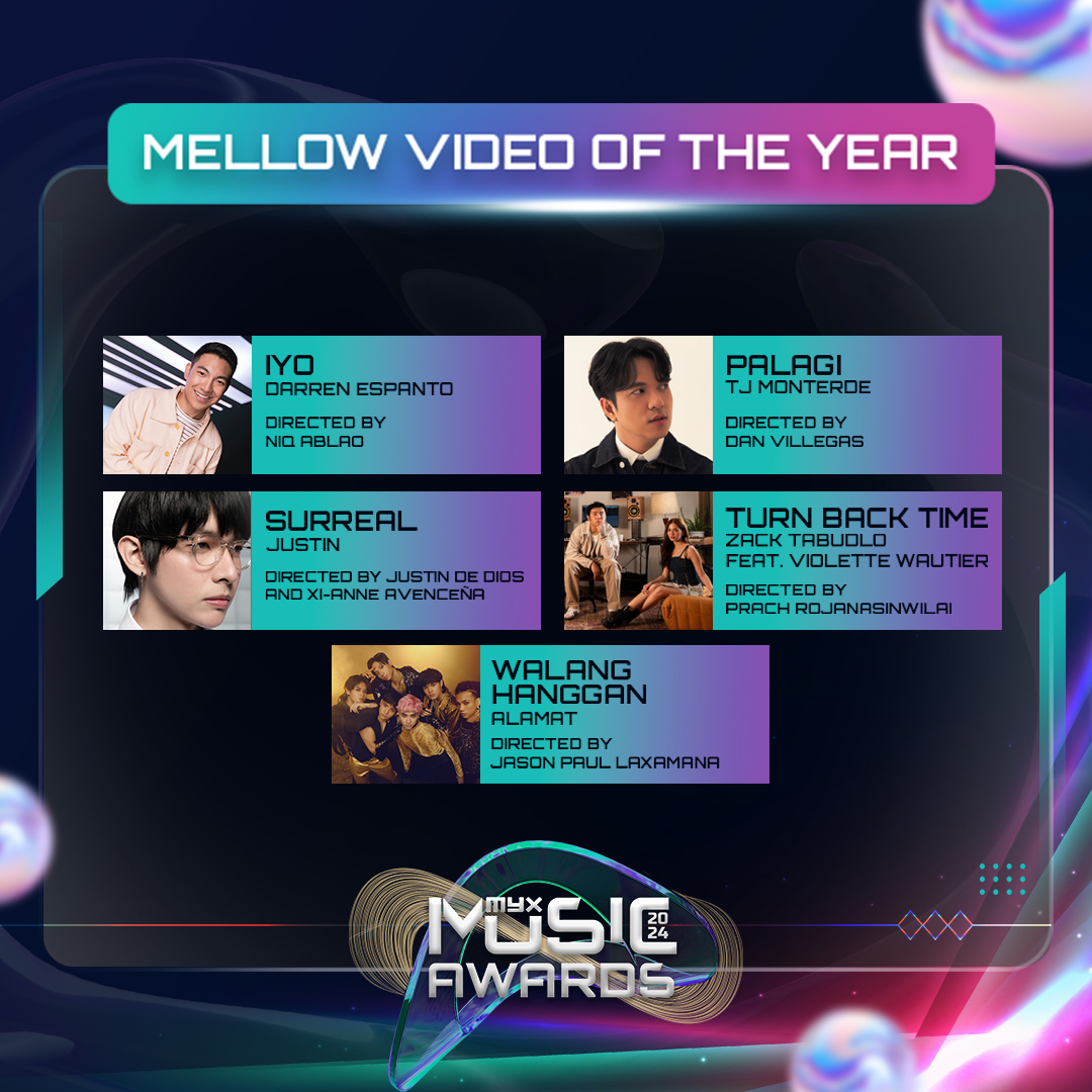 myxglobal's tweet photo. Embrace the chill! ๐๐ค Meet the nominees for Mellow Video of the Year!
Iyo โ Darren Espanto
Directed by Niq Ablao
Palagi โ Tj Monterde
Directed by Dan Villegas
Surreal โ Justin
Directed by Justin De Dios and Xi-Anne Avenceรฑa https://t.co/TRcNdwpNwV