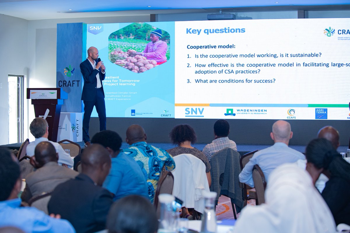 crafteastafrica's tweet photo. Key discussions during the #CRAFTLearningEvent
Private sector's role in building farmer resilience,, Digitization transforming agri-business
Policies driving #CSAadoption, Powerful insights on #GenderEquality: GESI impact analysis shows unequal role distribution in #CSA https://t.co/m7bA6d17cw