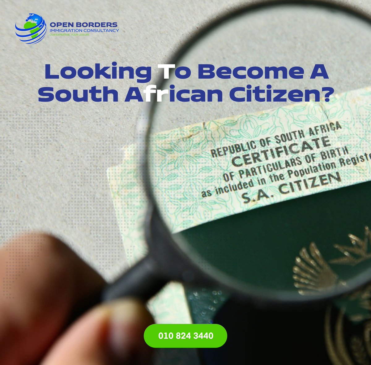 openbordersic's tweet photo. At OBIC, we help individuals navigate the path to South African citizenship easily and confidently.

Take our FREE Eligibility Assessment today and get started on your journey to becoming a South African citizen.

🔗 https://t.co/eoFTrBMGyL

#SouthAfricanCitizenship #OBIC https://t.co/FbZXcJAPNl