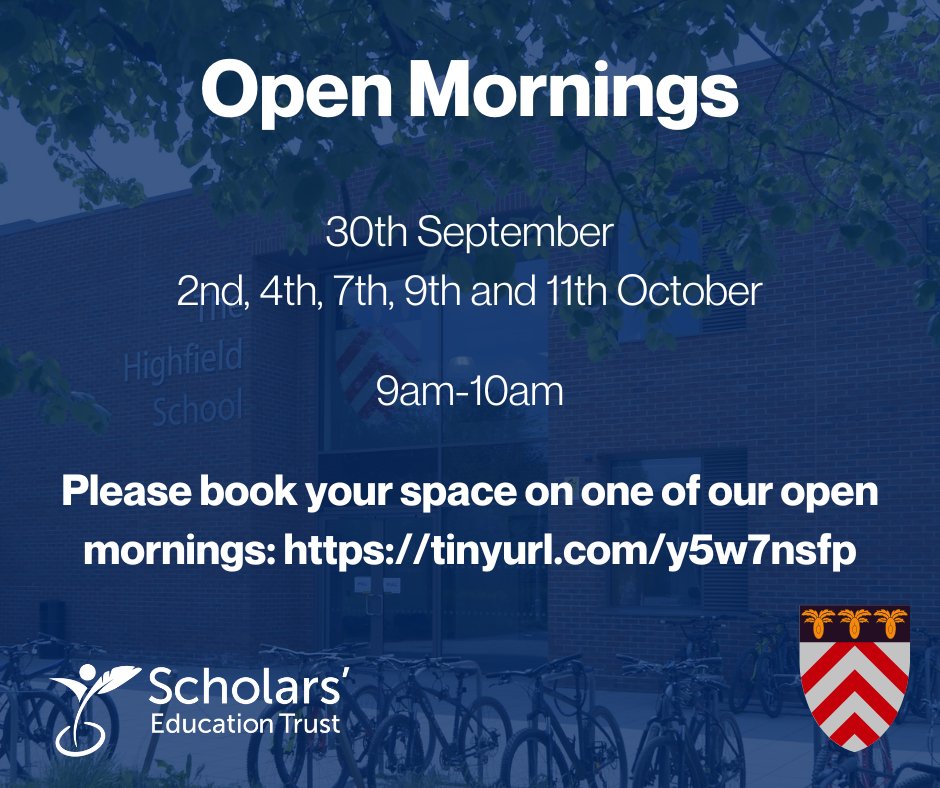 Thank you to everyone who joined us last night for our open evening.

We have a number of open mornings coming up. Due to demand we have increased capacity on each morning.
Please make a booking online tinyurl.com/y5w7nsfp