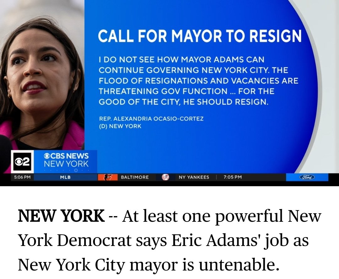 blackcointelpro's tweet photo. #NYC Mayor #EricAdamsShouldResign according to his own party, the #DEMONcrats, who always seem to us ๐ the #CriminalJusticeSystem โ๏ธ against 'friend or foe' opposing their position, e.g., #migrants' federal funding in NY. #RepAOC has taken the lead on calls for his resignation! https://t.co/yqXv1NneYr