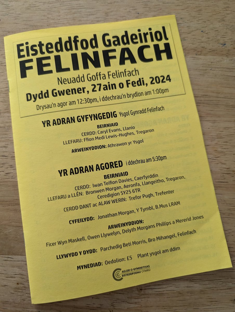 Mae'n ddiwrnod Eisteddfod Gadeiriol Felinfach! 🥳🤩
Dewch yn llu - cewch groeso cynnes.