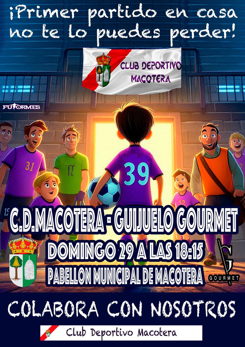 🏆 Jornada 2 Liga <a href="/Futormes/">FUTORMES</a>
⚽️ <a href="/CDMacotera/">C.D. Macotera Fs</a> ⚔️ Guijuelo Gourmet
🏠 Pabellón Municipal de Macotera
🗓 Domingo 29 de Septiembre
⏰️ 1️⃣8️⃣:1️⃣5️⃣