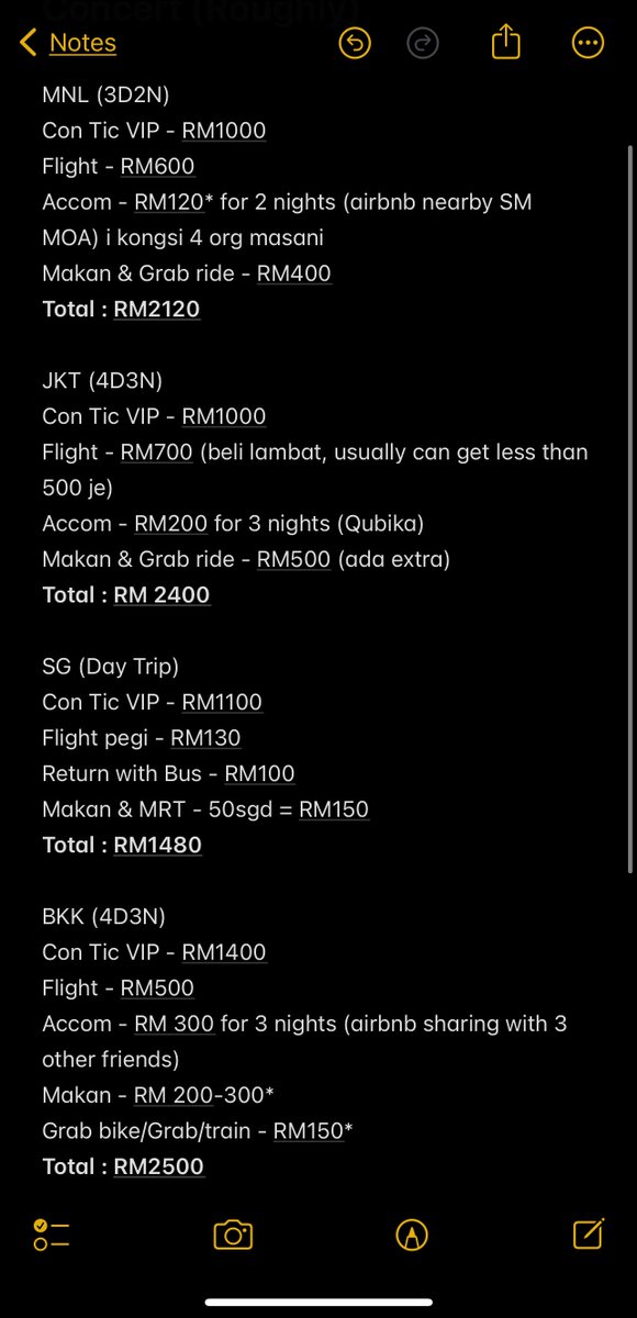 TiraSahar's tweet photo. Sbb ada few yg dm minta share balik so i share sini lah this simplified version, ni based on previous trips. So it varies for you, boleh lah adjust according to budget. Cuma belum pernah sampai bulacan, i sampai MNL je so congak congak jela eh 

Semua tak termasuk shopping 😂 https://t.co/YY3Brc16so