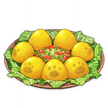 ryu_k_mk's tweet photo. 【卍ピリ辛蒸し饅頭卍】

グゥオパーの足跡がかわいい月のようなお饅頭🌕🐾
ふわふわでほんのりと甘い生地にピリ辛の餡がベストマッチです˚✧₊⁎
食欲の秋🍂は璃月料理でお腹も心も満たされましょう！

 #テイワット料理再現 #GenshinImpact 
#原神 https://t.co/C2WpOyy2Kg